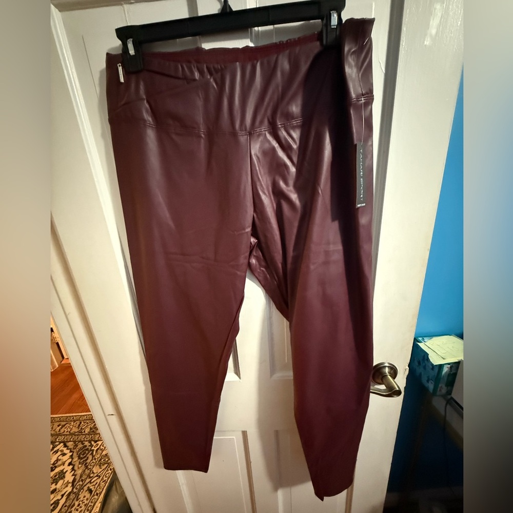Tahari Sport Maroon Faux Leather Pants